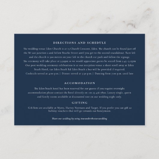 星の下で青い紫の詳細をアート結婚する エンクロージャーカード (正面)