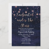 星の下で魅了される パープル&ゴールドの招待状 招待状 (正面)