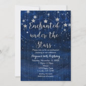 星の下で魔法にかかったような シルバー & ブルー ご招待状 招待状 (正面)
