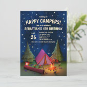 星の下のすべてのハッピーなキャンパーを呼び出す誕生日 招待状 (スタンド正面)