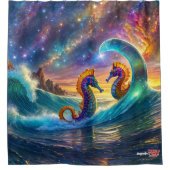 星の下のシーホースデザインバイリッチアムンギル シャワーカーテン (正面)