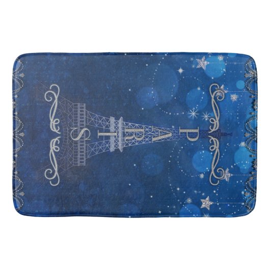 星の下のパリの夜のスターお洒落リー バスマット (正面)