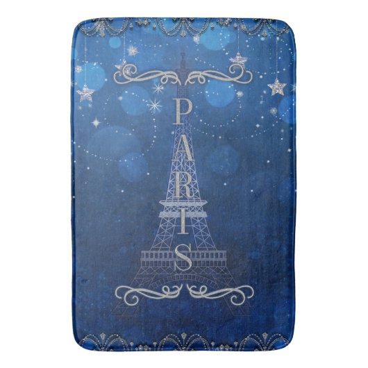 星の下のパリの夜のスターお洒落リー バスマット (正面縦)