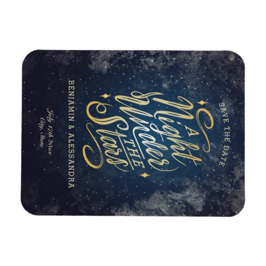 星の下の夜は日付の磁石を保存する マグネット (横)