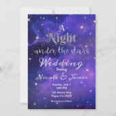 星の下の夜パープルスタリースカイ結婚ズ 招待状 (正面)