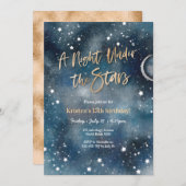 星の下の夜金ゴールド招待状 招待状 (正面/裏面)