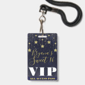 星の下の夜 ゴールド ダークブルー スウィート16 VIPパス バッジ (裏面（ネックストラップ付）)