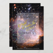 星の下の夜 スウィート16 パープルオレンジギャラクシー 招待状 (正面/裏面)