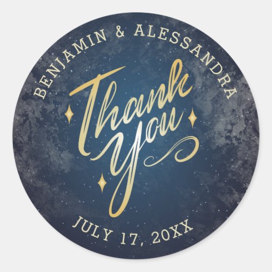 星の下の夜 感謝ステッカー ラウンドシール (正面)