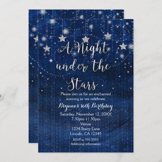 星の下の夜 銀と青の招待状 招待状 (正面/裏面)