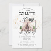 星の下の女の子の輝く誕生日パーティー 招待状 (正面)