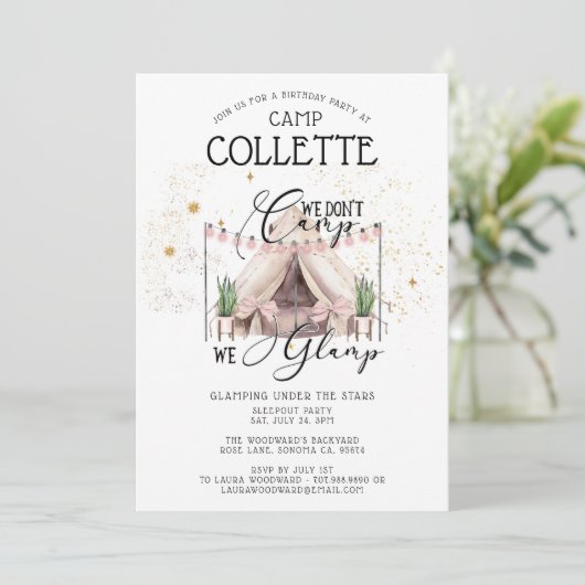 星の下の女の子の輝く誕生日パーティー 招待状 (スタンド正面)