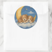 星の下の子犬の夢ステッカー ラウンドシール (バッグ)