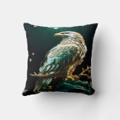 星の下の岩の上にイーグルきらめく クッション (裏面)