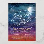 星の下の月の夕べ結婚の写真 箔招待状 (正面)
