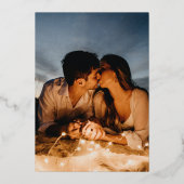 星の下の月の夕べ結婚の写真 箔招待状 (裏面)