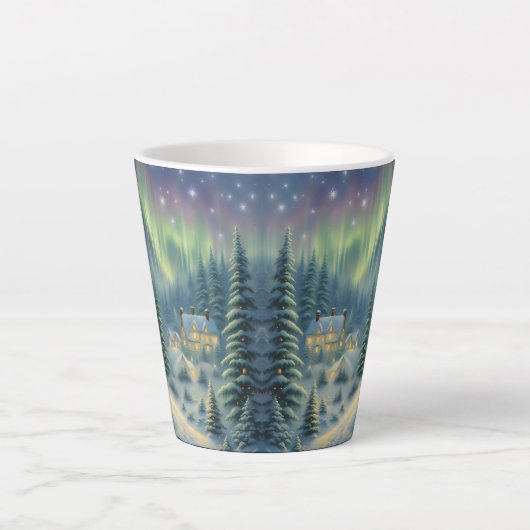 星の下の森の魔法のクリスマスナイト カフェラテマグ (正面)