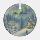 星の下の森の魔法のクリスマスナイト ガラスオーナメント (正面)