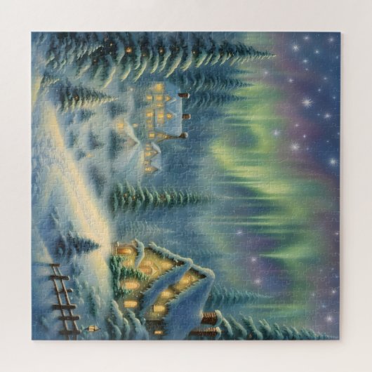 星の下の森の魔法のクリスマスナイト ジグソーパズル (横)