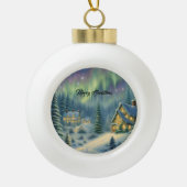 星の下の森の魔法のクリスマスナイト セラミックボールオーナメント (正面)