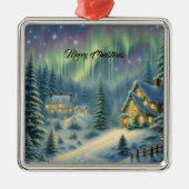星の下の森の魔法のクリスマスナイト メタルオーナメント (正面)