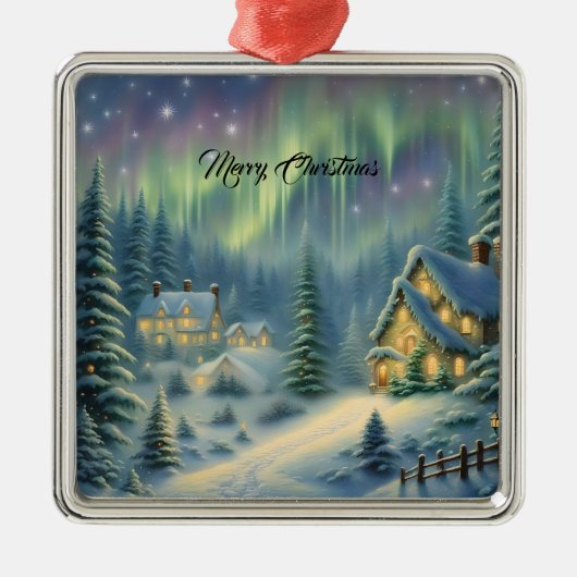 星の下の森の魔法のクリスマスナイト メタルオーナメント (正面)