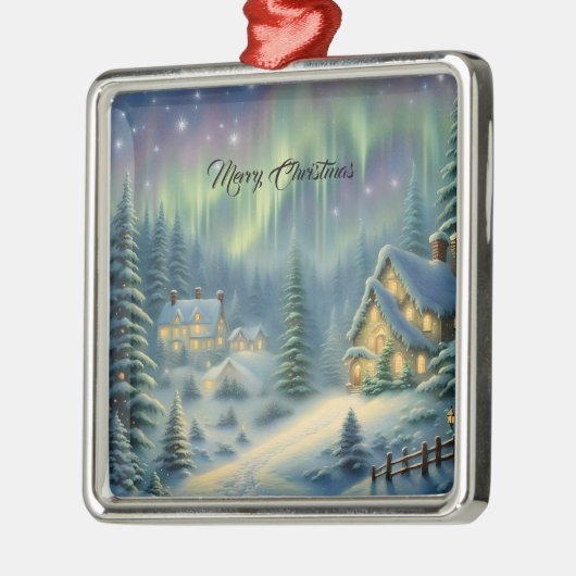 星の下の森の魔法のクリスマスナイト メタルオーナメント (左)
