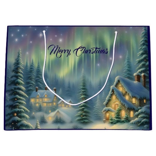 星の下の森の魔法のクリスマスナイト ラージペーパーバッグ (正面)