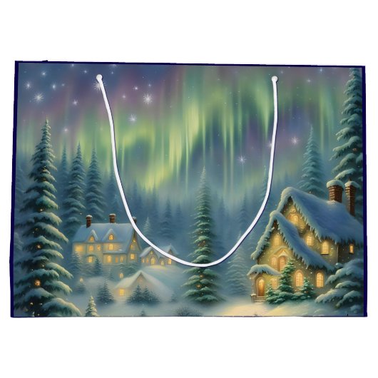 星の下の森の魔法のクリスマスナイト ラージペーパーバッグ (裏面)