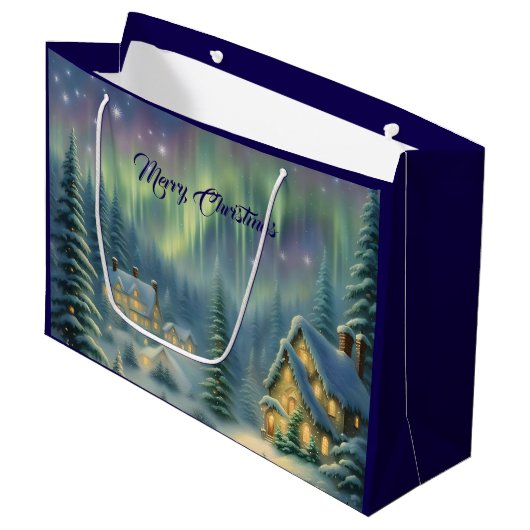 星の下の森の魔法のクリスマスナイト ラージペーパーバッグ (正面アングル)