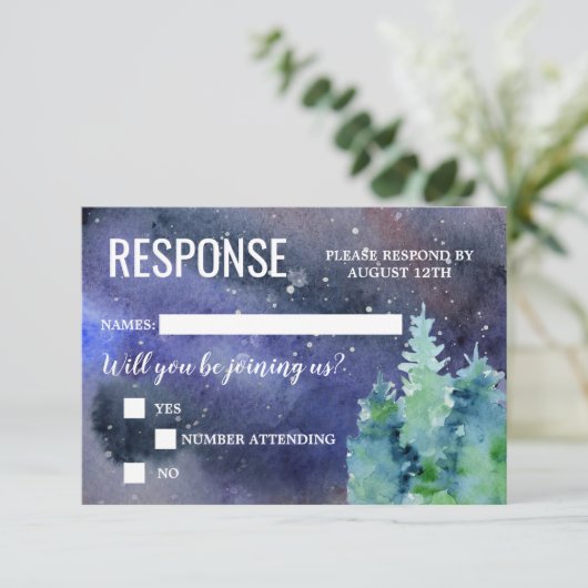 星の下の水彩の夜結婚の 出欠カード (スタンド正面)