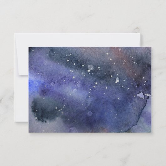 星の下の水彩の夜結婚の 出欠カード (裏面)