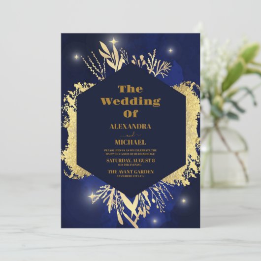 星の下の空の満月の結婚夜 招待状 (スタンド正面)