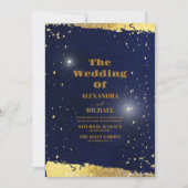 星の下の空の満月の結婚夜 招待状 (正面)