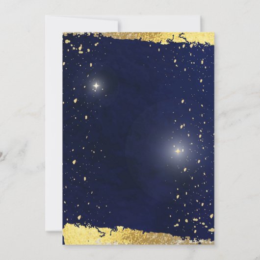 星の下の空の満月の結婚夜 招待状 (裏面)