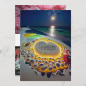 星の下の誓い: 輝く星空のビーチウェディング 招待状 (正面/裏面)