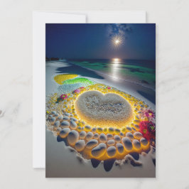 星の下の誓い: 輝く星空のビーチウェディング 招待状