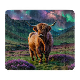 星の下の高地の牛 カッティングボード
