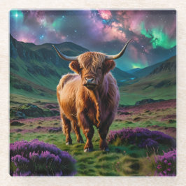 星の下の高地の牛 ガラスコースター