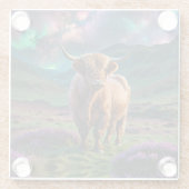 星の下の高地の牛 ガラスコースター (裏面)