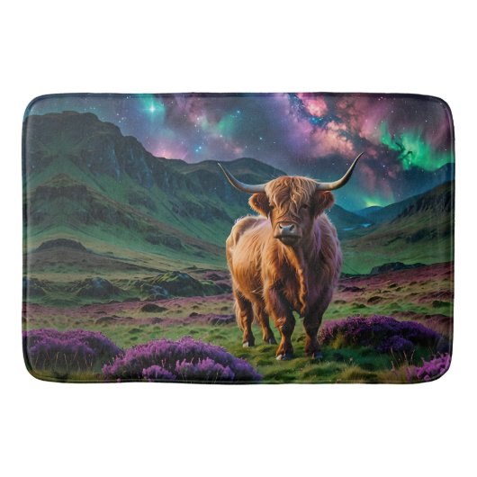 星の下の高地の牛 バスマット (正面)