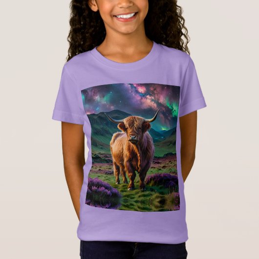 星の下の高地の牛 Tシャツ (正面)