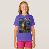 星の下の高地の牛 Tシャツ (正面フル)