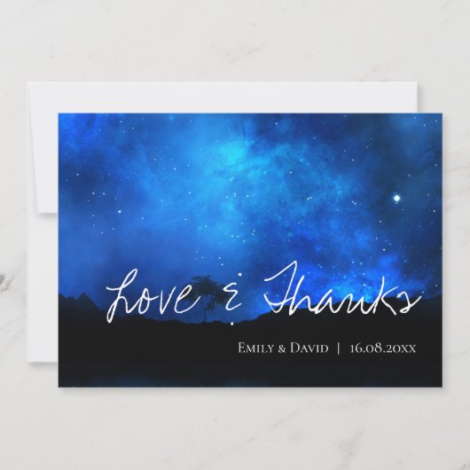 星の下エレガントで愛と感謝していよ結婚よ サンキューカード (正面)