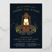 星の下 | キャンピングバースデーパーティー 箔招待状 (正面)