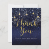 星の下 星空の夜 ゴールド ブルー サンキュー 招待状 (正面)