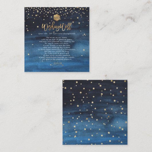 星の中で書，井戸を願う金ゴールド スクエア名刺 (正面/裏面)