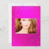 星の中のスイート16,派手なネオンピンク 招待状 (裏面)