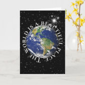 星の中の地球 カード (黄色い花)