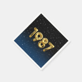星の中の1987年のバースデーバルーン スタンダードカクテルナプキン (角)